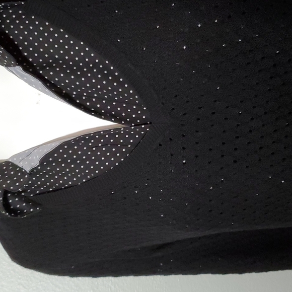 CROFT & BARROW Womens Combo-Black Knit Sweater+Black w/White Dots Top-EUC-Sz M - Picture 3 of 16